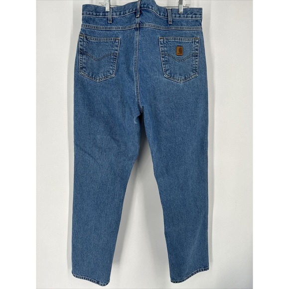 Carhartt Relaxed Fit Jeans Denim Medium Wash Men’s Rugged Straight Leg 40x34 - Picture 2 of 7